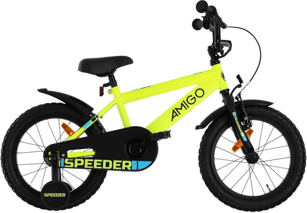 AMIGO Kinderfahrräder Jungen Speeder 16 Zoll 27 cm Jungen Rücktrittbremse Gelb/Schwarz
